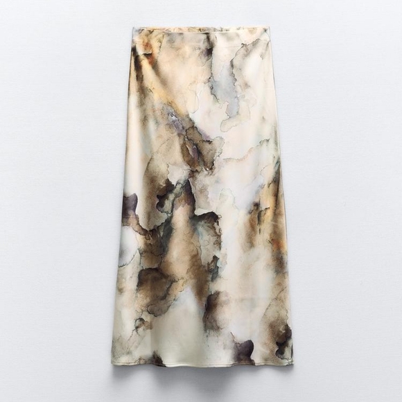 ZARA SATIN TIE-DYE SKIRT - Picture 6 of 7